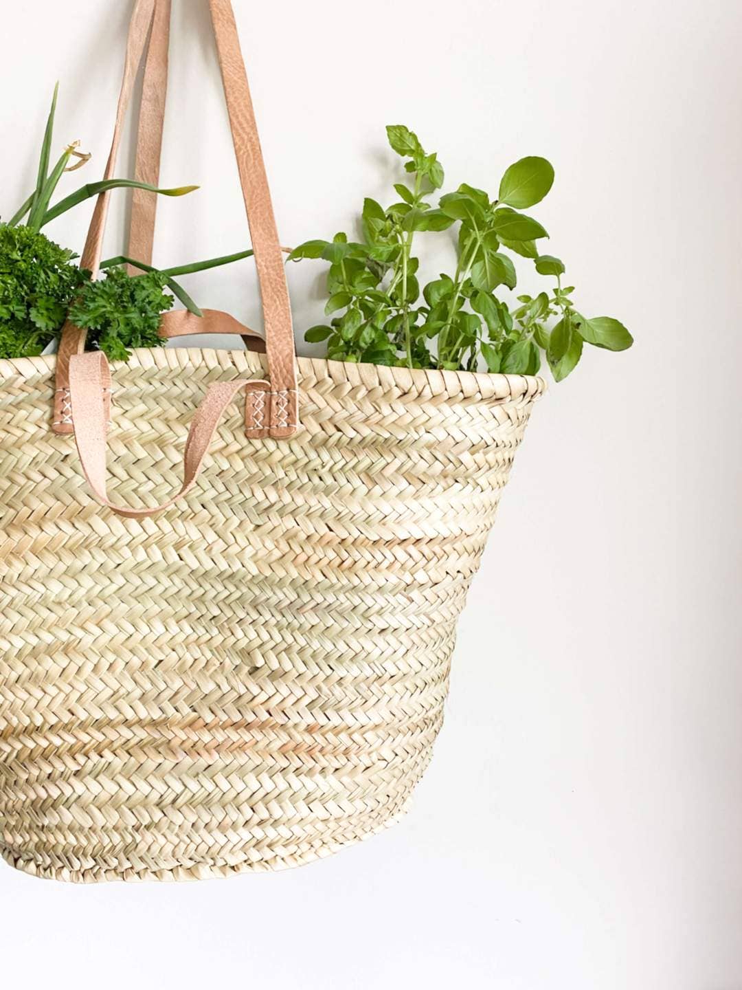 SAC À PAILLE fait main en cuir, French Market Basket