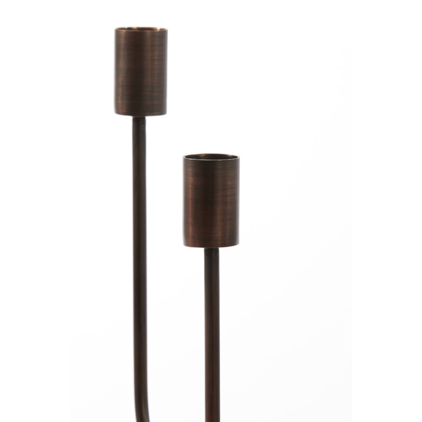 Bougeoir double, noir et travertin
