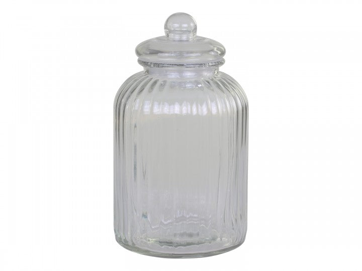 Pot de stockage en verre avec rainures