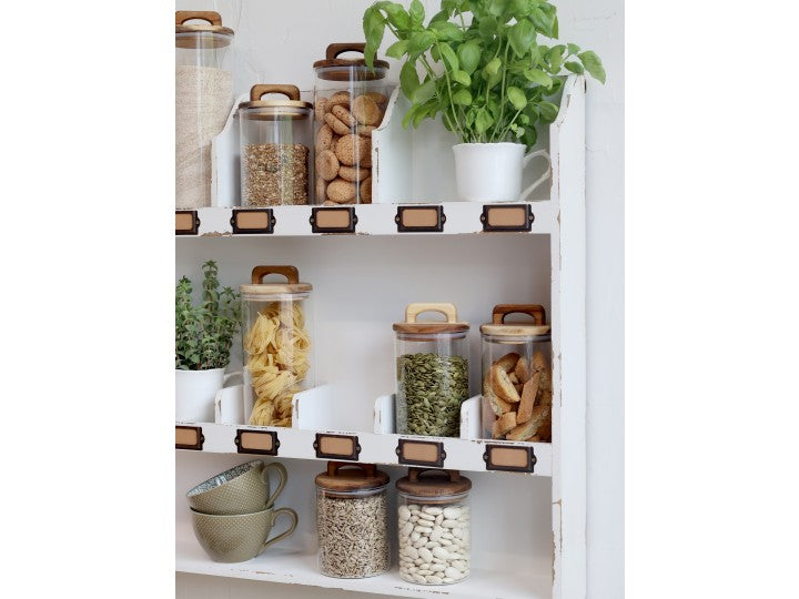 Pot de stockage avec couvercle en bois d'acacia