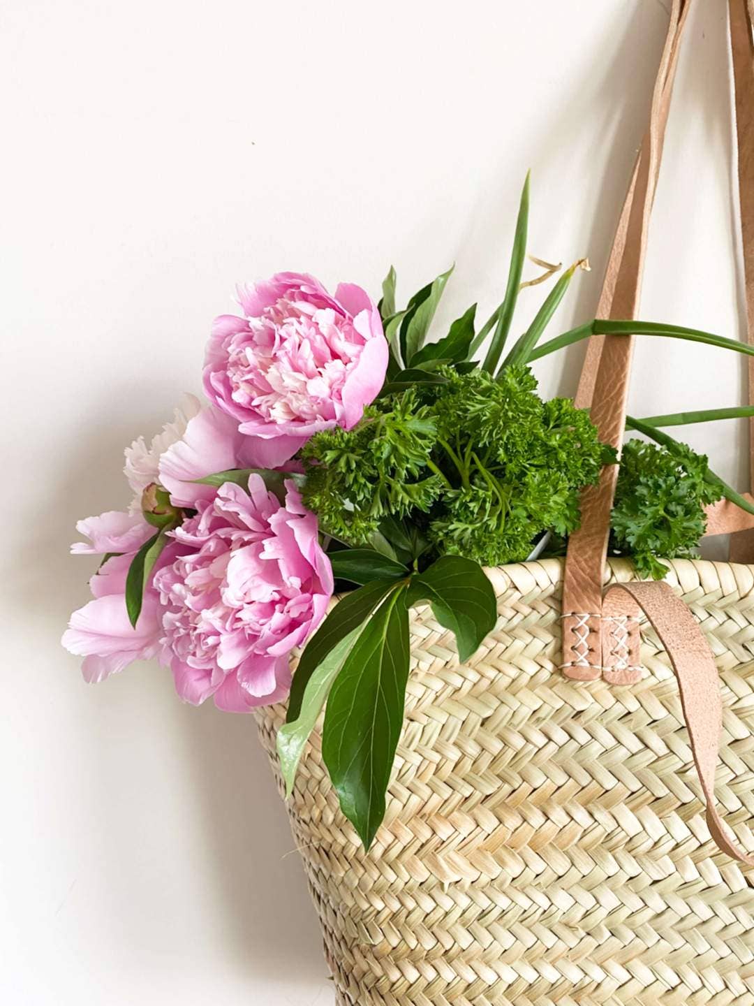 SAC À PAILLE fait main en cuir, French Market Basket