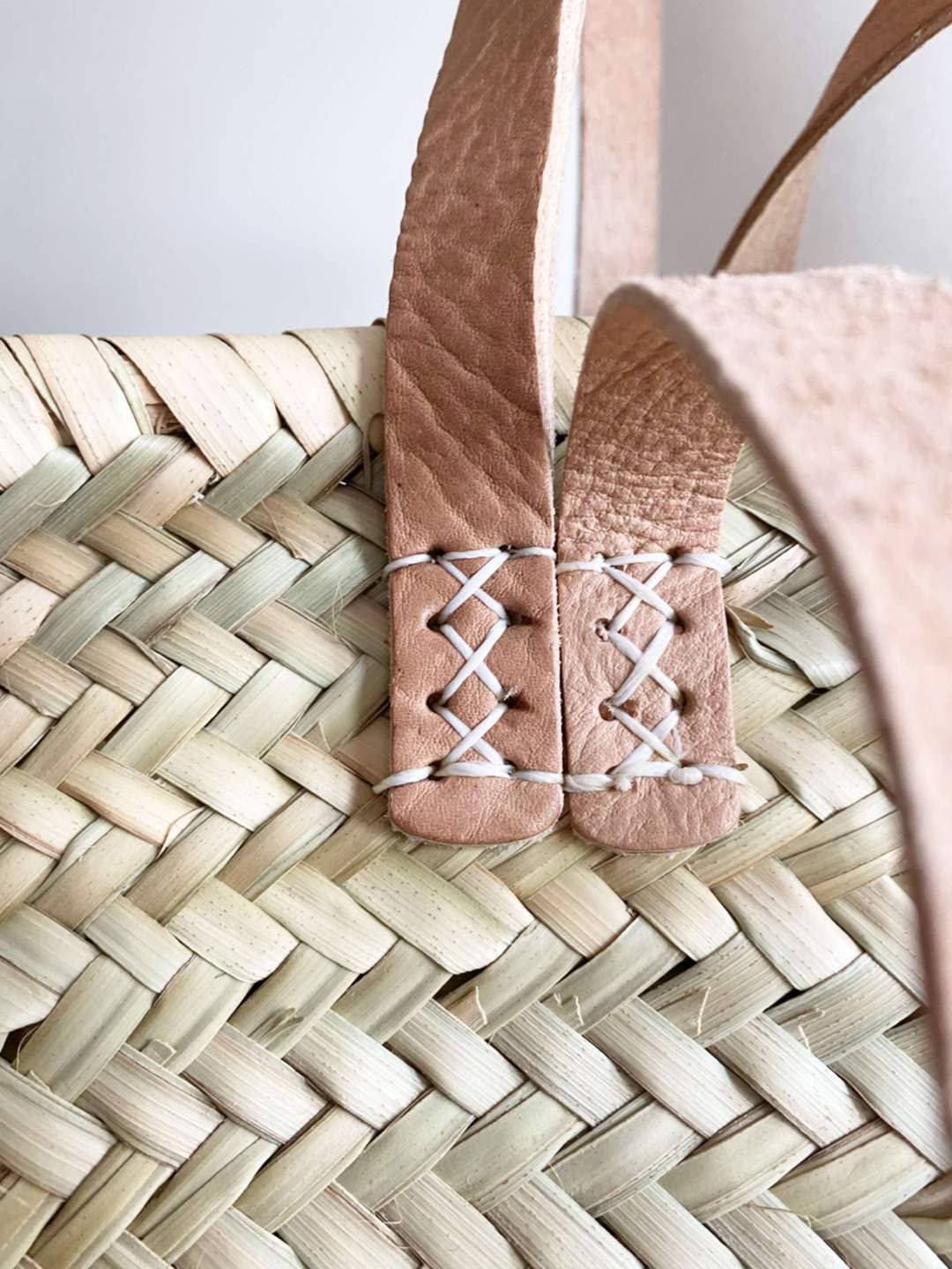 SAC À PAILLE fait main en cuir, French Market Basket