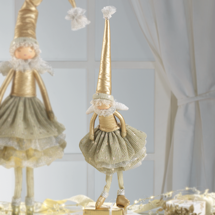 Ange à suspendre en tissu doré