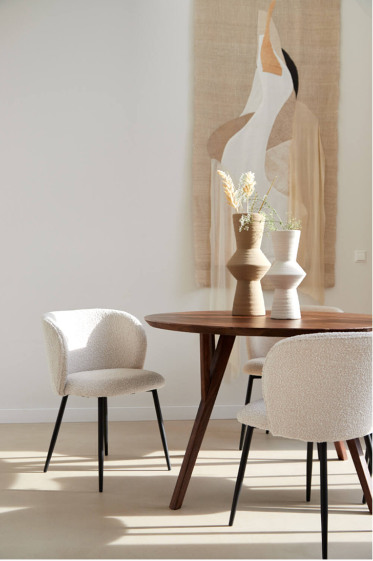 Table à manger Ø140x76 cm QUENZA bois d'acacia marron foncé