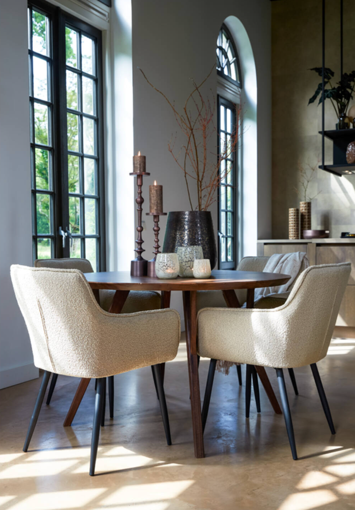 Table à manger Ø140x76 cm QUENZA bois d'acacia marron foncé