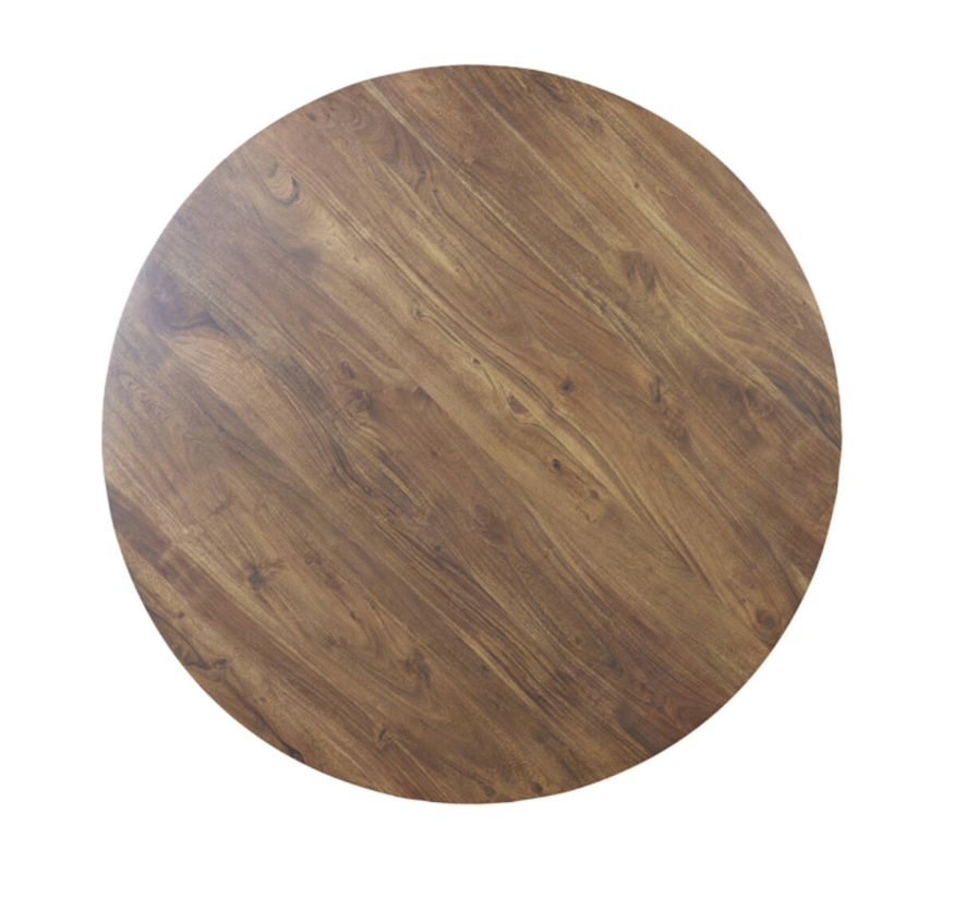 Table à manger Ø140x76 cm QUENZA bois d'acacia marron foncé