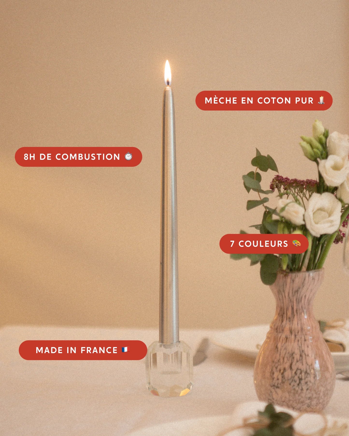 trio de Bougies flambeau argent