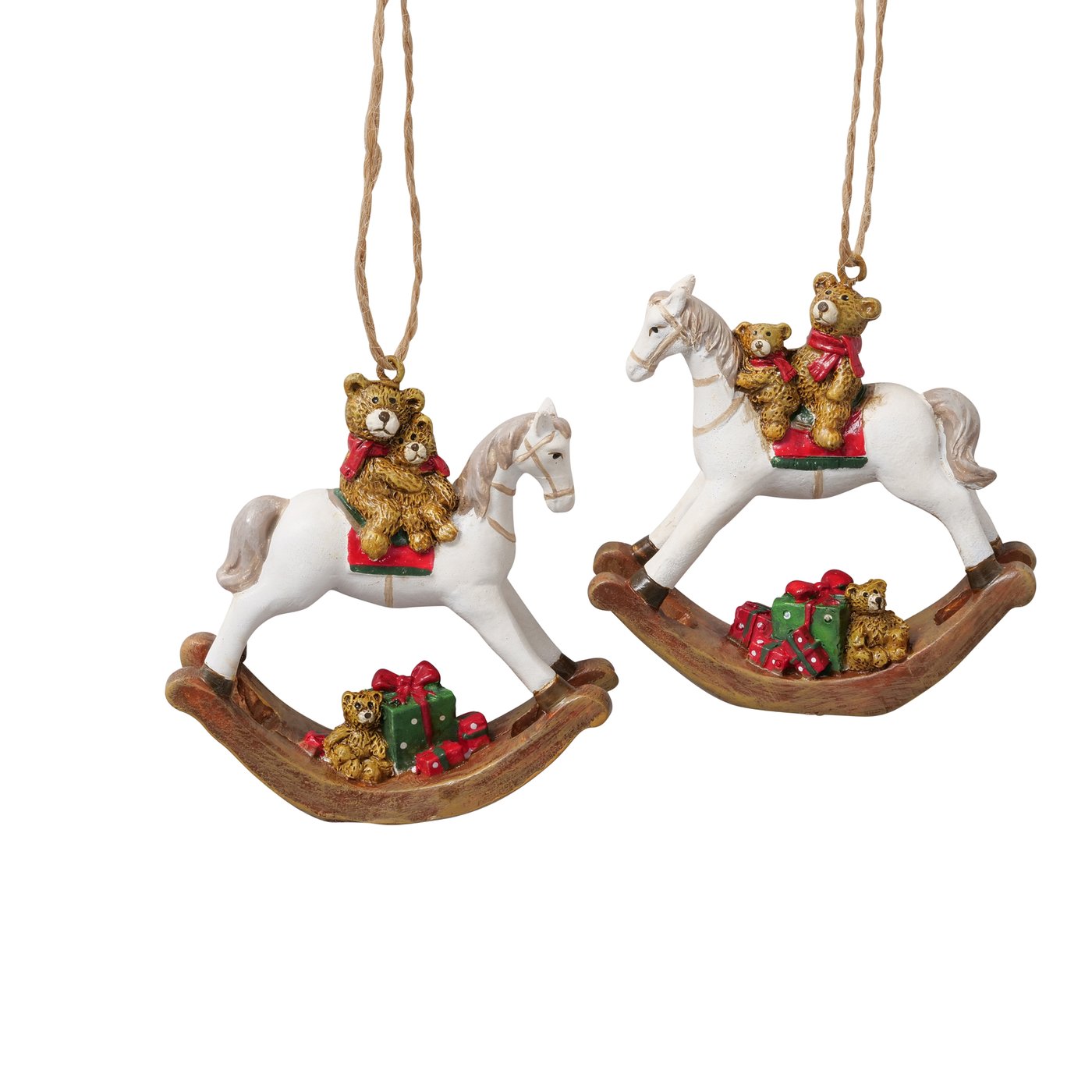 Lot de 2 : Cheval à bascule avec oursons