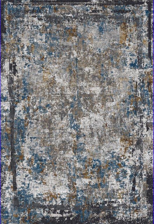Tapis bleu gris finition à la main - 160x230 cm