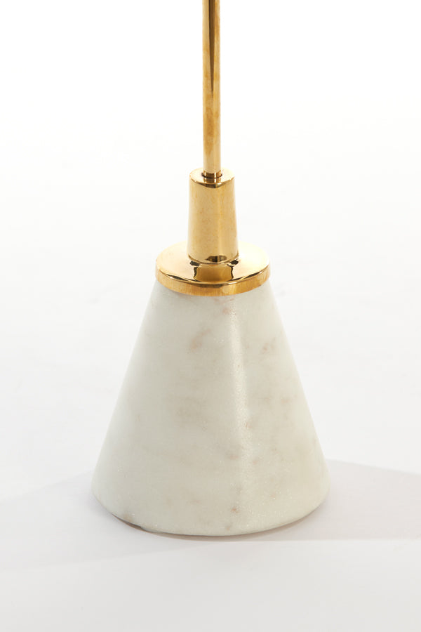Bougeoir Ø8,5x33 cm JOLIAN marbre blanc+or brillant - grand