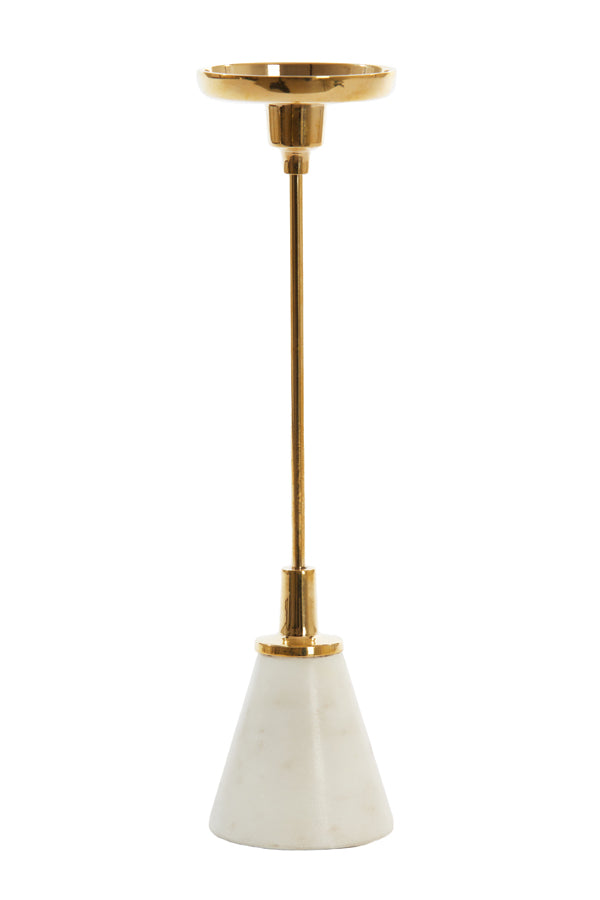 Bougeoir Ø8,5x33 cm JOLIAN marbre blanc+or brillant - grand