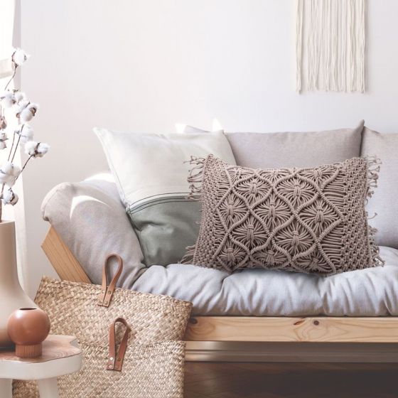 Coussin Macrame beige 30x50 cm