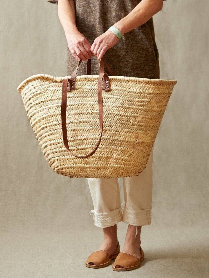 SAC À PAILLE fait main en cuir, French Market Basket