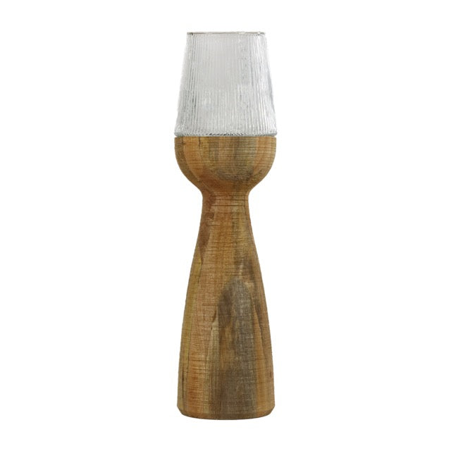 photophore/vase - bois de mangier / verre -
